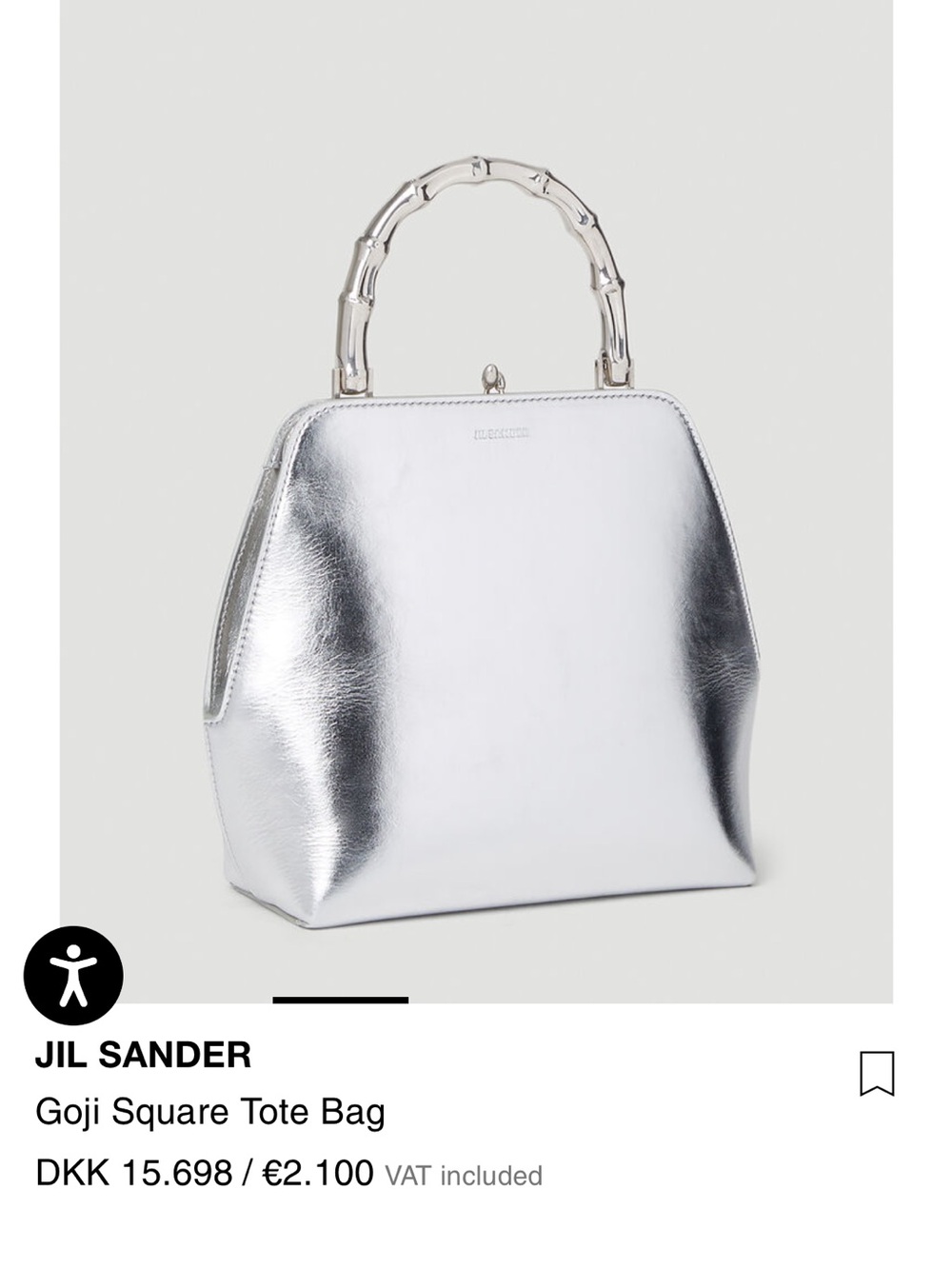 Jil Sander Metallic Silver Structured Tote